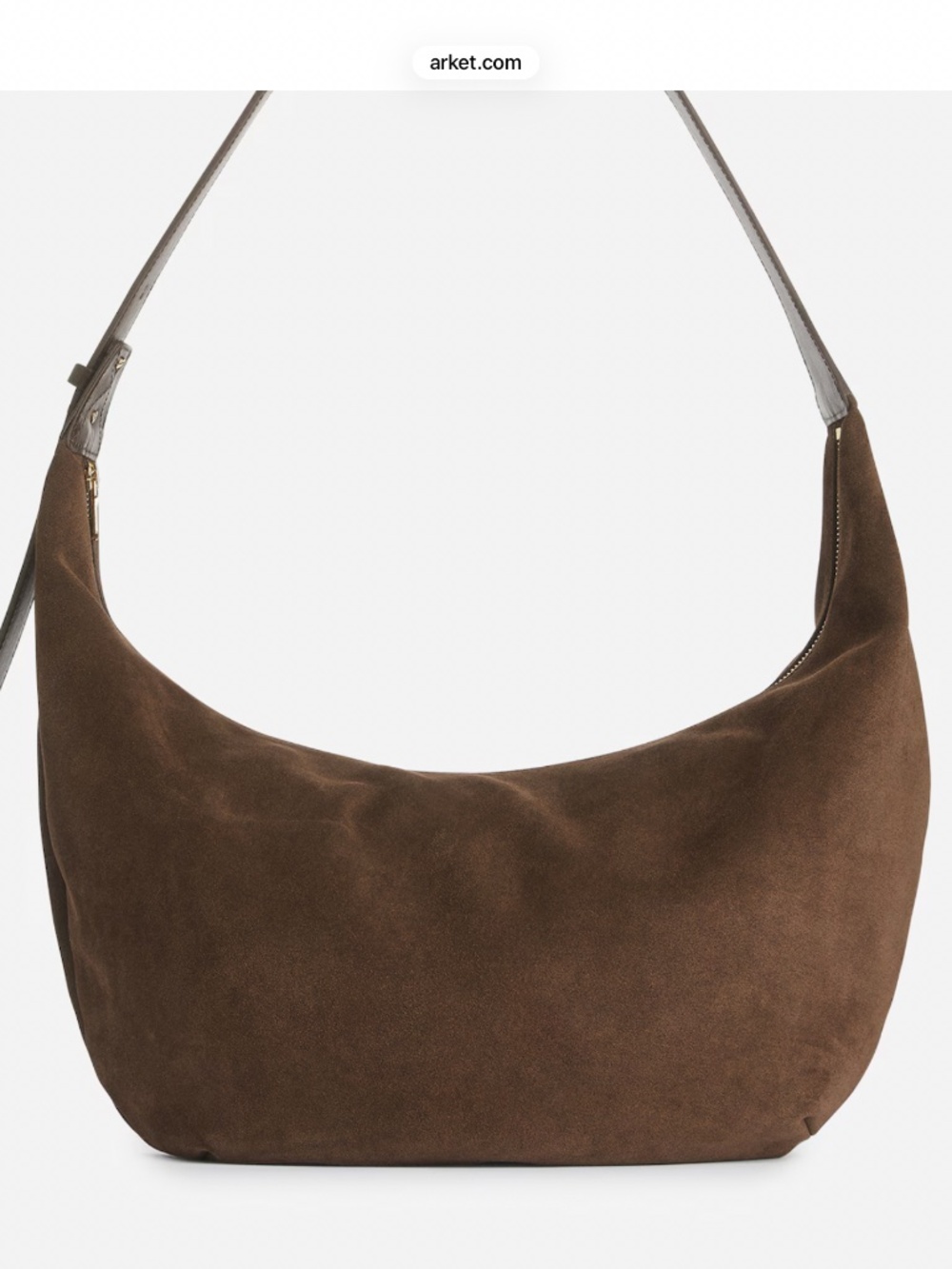 ARKET Curved Suede Shoulder Bag | Chocolate Brown | Like New - Picture 3 of 15